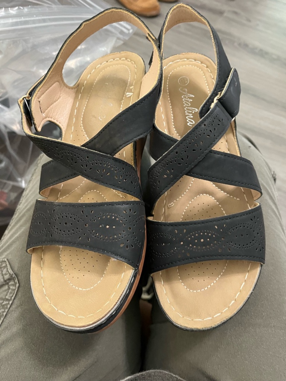 Anolina Black Women's Comfort Slingback Sandals
